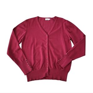 LALABEE Red V-NECK LONG SLEEVE CARDIGAN SWEATER Size XL Button Down Holiday